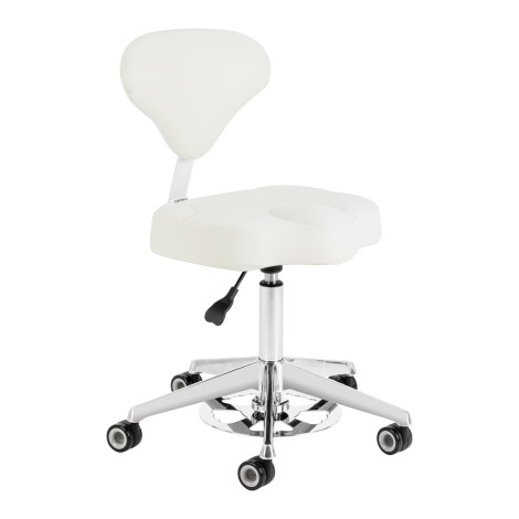 Tabouret cosmétique Azzurro 156-F avec réglage hauteur blanc — vue de face