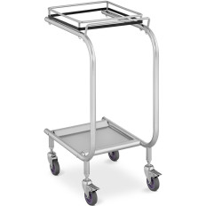 Trolley står på soptäckor Rostfritt stålavfall