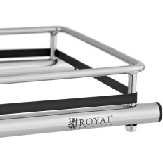 Chariot support pour sacs à ordures en acier inoxydable.