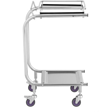 Trolley står på soptäckor Rostfritt stålavfall