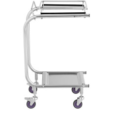 Trolley står på soptäckor Rostfritt stålavfall