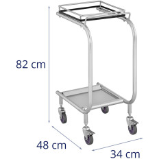 Trolley står på soptäckor Rostfritt stålavfall