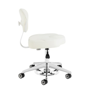 Kozmetická stolička Azzurro 156-F s bielym pákovým zdvihom — bočný pohľad
