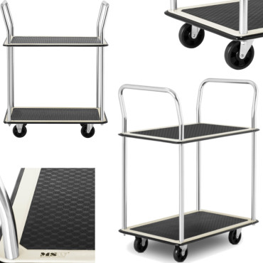 Carrinho de prateleira de transporte com alças 2 prateleiras até 120 kg 72 x 43 cm
