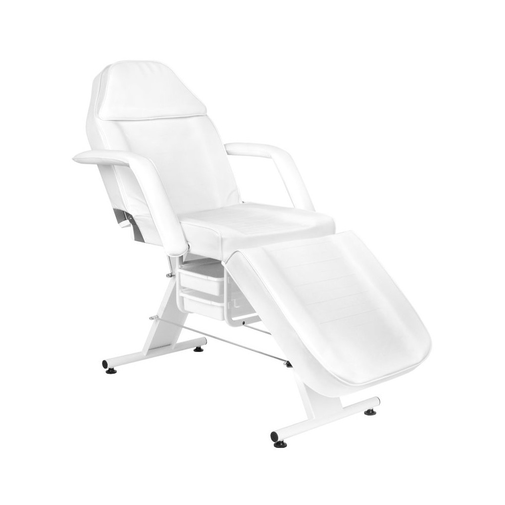 Fauteuil cosmétique Basic 202 blanc avec plateaux — vue latérale