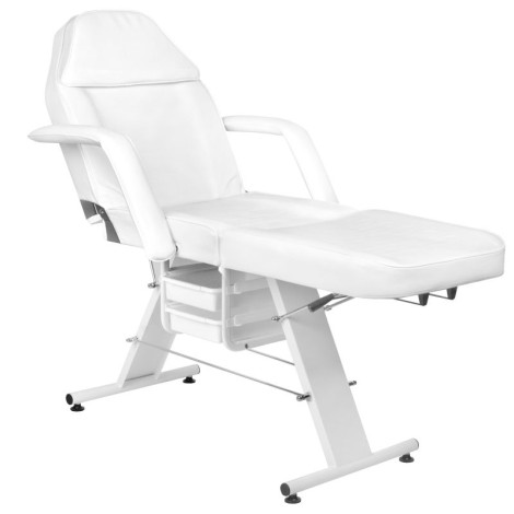Fauteuil cosmétique Basic 202 blanc avec plateaux — vue latérale