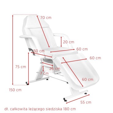 Sedia cosmetica Basic 202 con vassoi bianca — vista laterale