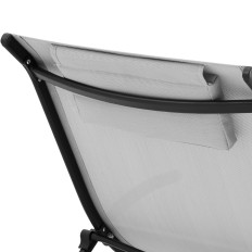 Chaise longue de plage de jardin pliable avec appui-tête FALA jusqu'à 160 kg gris clair.