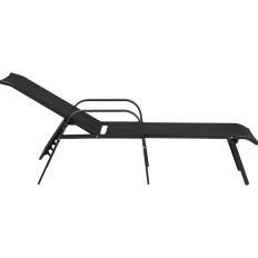Garden decker with adjustable backrest and steel frame up to 160 kg black