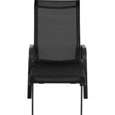 Chaise longue de jardin avec dossier réglable et cadre en acier jusqu'à 160 kg, noire.
