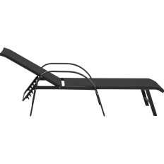 Decker de jardín con respaldo ajustable y marco de aluminio hasta 160 kg de negro