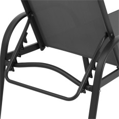 Garden decker with adjustable backrest and aluminum frame up to 160 kg black