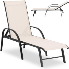 Garden Decker med justerbar ryglæn og aluminiumsramme op til 160 kg beige
