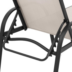 Garden decker with adjustable backrest and aluminum frame up to 160 kg beige