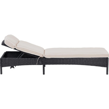 Rattan Lounger med justerbar ryggstøttebelegg opp til 160 kg beige