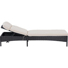 Rattan Lounger állítható háttámlával Kárpitozottan 160 kg bézsig