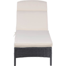 Rattan lounger med justerbar ryglæn polstring op til 160 kg beige