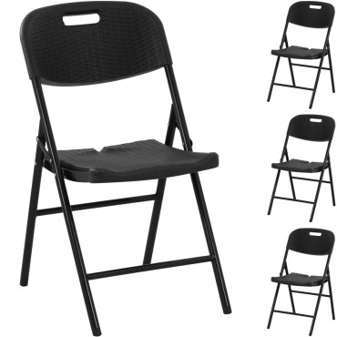 Cadeira de catering Jardim de banquete dobrável 52 x 36 cm preto - 4 pcs.