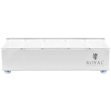 Organisateur de bar pour les garnitures de cocktails avec couvercle 5 x 0,4 l