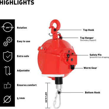 Balanser Pavasara kokmateriālu instrumenti 22 - 30 kg 1,5 m