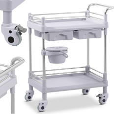 Laboratório de Trole Médico 2 prateleiras 2 gavetas cesto
