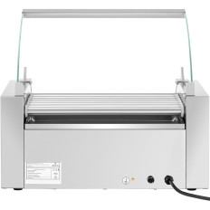A roller grill heater for hot-dogs with drawer and shield - 7 rolls
