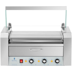 Ein Walzengrill-Heizgerät für Hot-Hunde mit Schublade und Schild - 7 Rollen