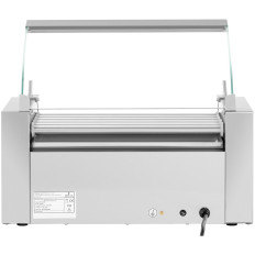 A roller grill heater for hot-dogs with drawer and shield - 5 rolls