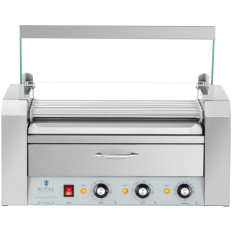 Ein Walzengrill-Heizgerät für Hot-Hunde mit Schublade und Schild - 5 Rollen