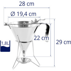 Dispenser trechterpistool voor sauzen stalen soep + stand 3 nozzles 1,8 l