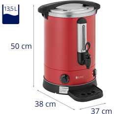 Ohřívač vody s dvojitými stěnami a odtokem 13.5 L 2500 v červené barvě