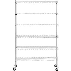 Lagertrådhylder Hylder på hjul 6 Hylder op til 90 kg 120x48x189 cm