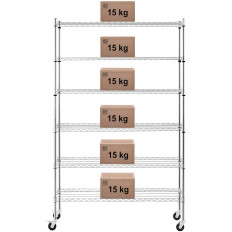 Shelving Shelving Shelving nas rodas 6 prateleiras até 90 kg 120x48x189 cm