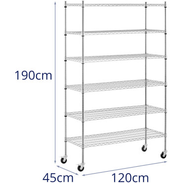Sandėlio laidų lentynos lentynos ant ratų 6 lentynos iki 90 kg 120x48x189 cm