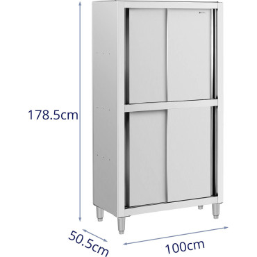 Catering Garderob Lager Rostfritt Stål Dörrdörr 120 kg 100 x 50 x 180 cm