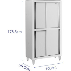 Catering Garderob Lager Rostfritt Stål Dörrdörr 120 kg 100 x 50 x 180 cm
