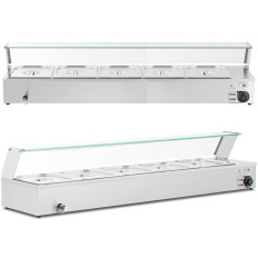Pratos de Bemar para pratos Buffet de aquecimento com um escudo 5 x GN 1/2 2000 W