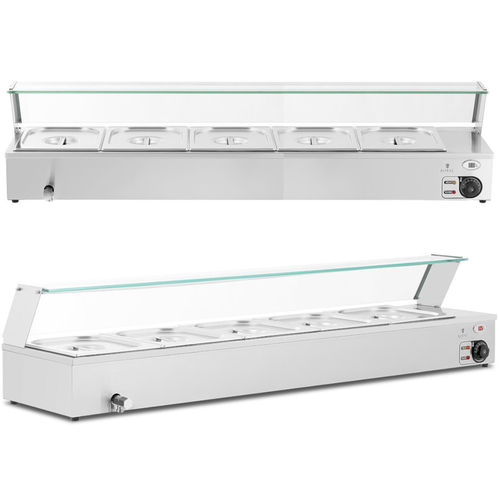 Plats Bemar pour la vaisselle chauffant un buffet avec un bouclier 5 x GN 1/2 2000 W