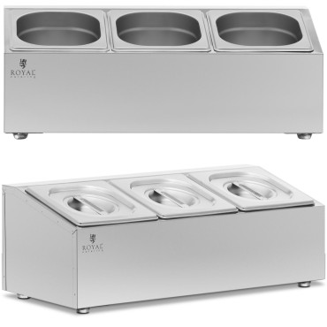 Lojas de jantar Exibição 3 x GN 1/6 5,7 L + Recipientes com tampas