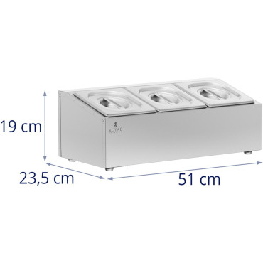 Lojas de jantar Exibição 3 x GN 1/6 5,7 L + Recipientes com tampas