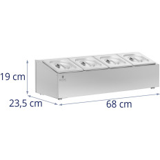Essensmöglichkeiten für Cateringbehälter 4 x GN 1/6 7,6 l + Container mit Deckeln