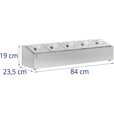 Middagsalternativ för cateringbehållare 5 x GN 1/6 9,5 l + behållare med lock