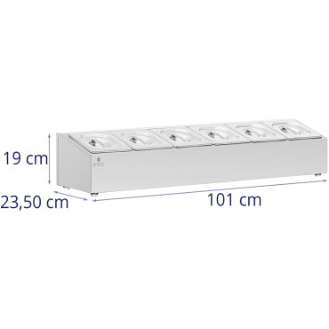 Ēdināšanas konteineru ēdināšanas iespējas 6 x gn 1/6 11,4 L + konteineri ar vākiem