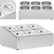 Lojas de jantar Exibir 6 x GN 1/6 + recipientes com tampas