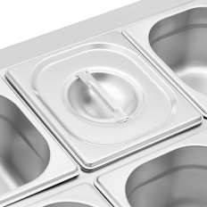 Matsalbutiker visar 6 x GN 1/6 + behållare med lock