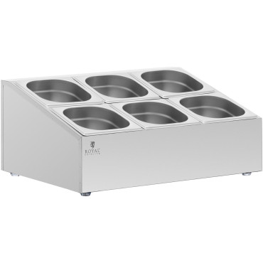 Lojas de jantar Exibir 6 x GN 1/6 + recipientes com tampas