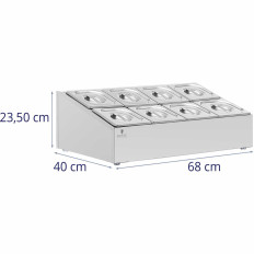Ēdināšanas konteineru statīvs 8 X GN 1/6 + konteineri ar vākiem