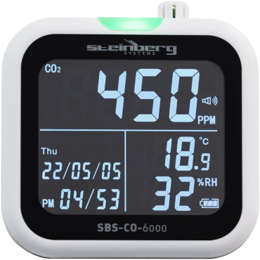CO2 Premog dioksid Meter vlažnosti z datumom in časom 1-99% -20-60c