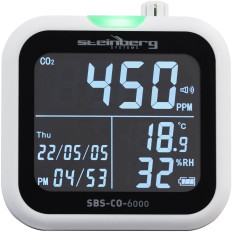 CO2 Premog dioksid Meter vlažnosti z datumom in časom 1-99% -20-60c