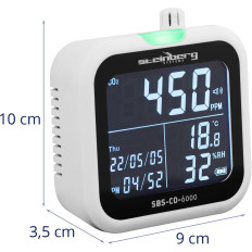 CO2 Premog dioksid Meter vlažnosti z datumom in časom 1-99% -20-60c